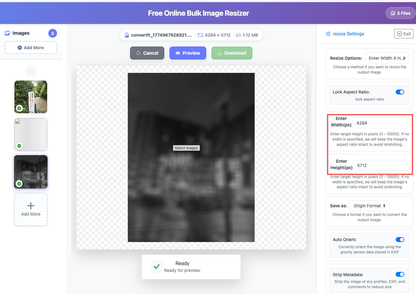 Powerful image resize editing parameters and options on ConvertFT