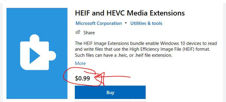 windows purchase heic codec plug-in
