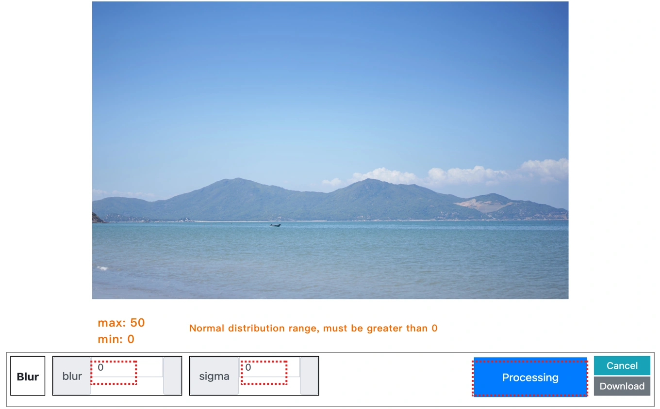 edit the settings for blur image