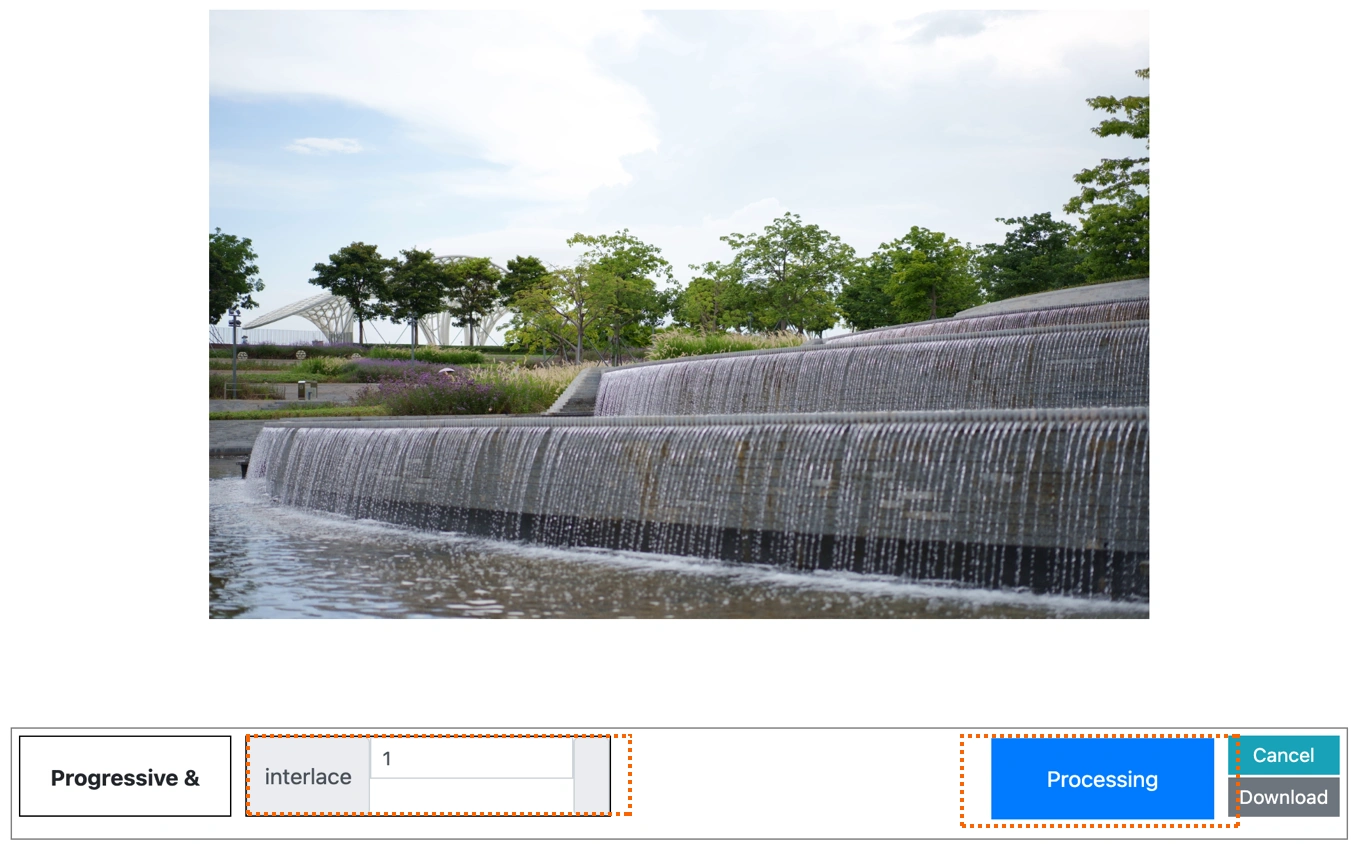 edit the settings for interlacing image